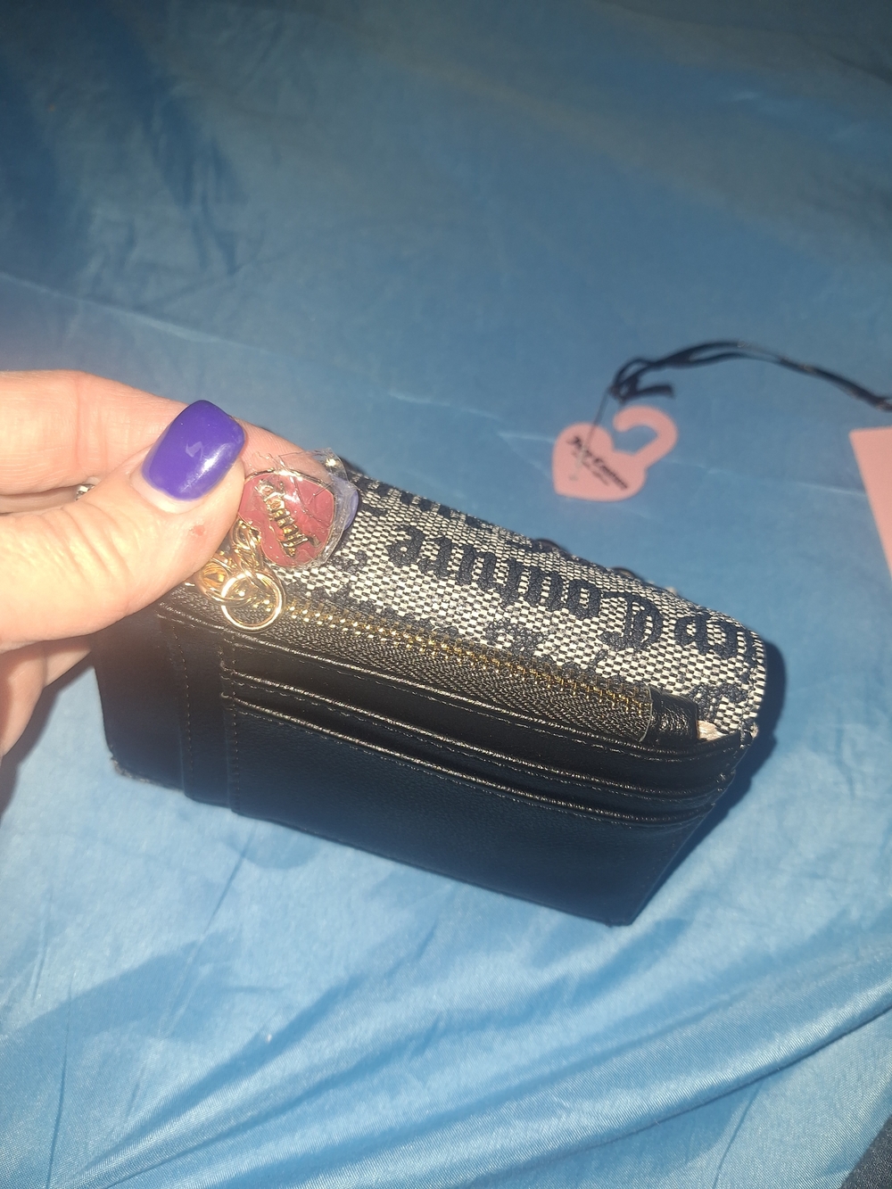 Juicy Couture Black Logo Chain-Trim Women's Wallet - Picture 6 of 7